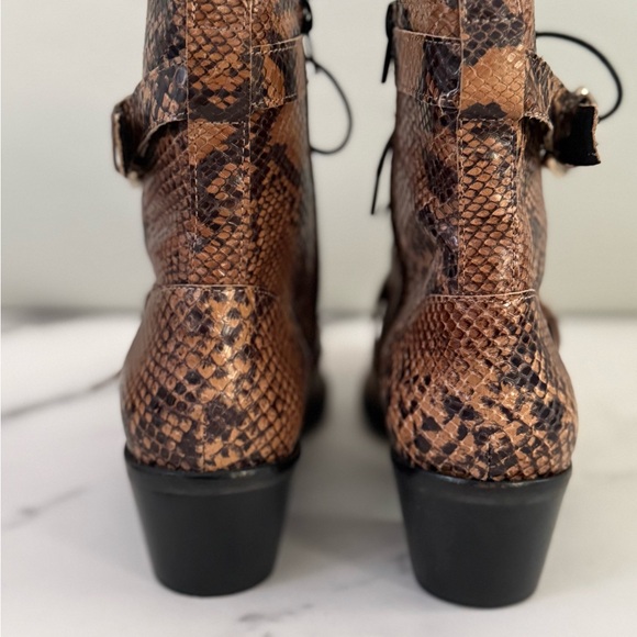 Office London Animal Print Ankle Zip Buckle Biker Cowboy Western Boots - Picture 5 of 6